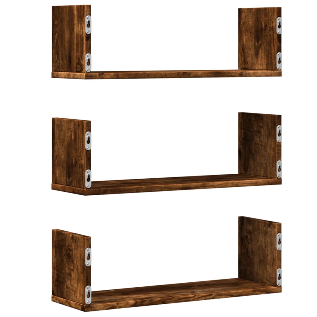 Mensole da Parete 2pz Rovere Fumo 58x18x18 cm in Truciolato | homemem39