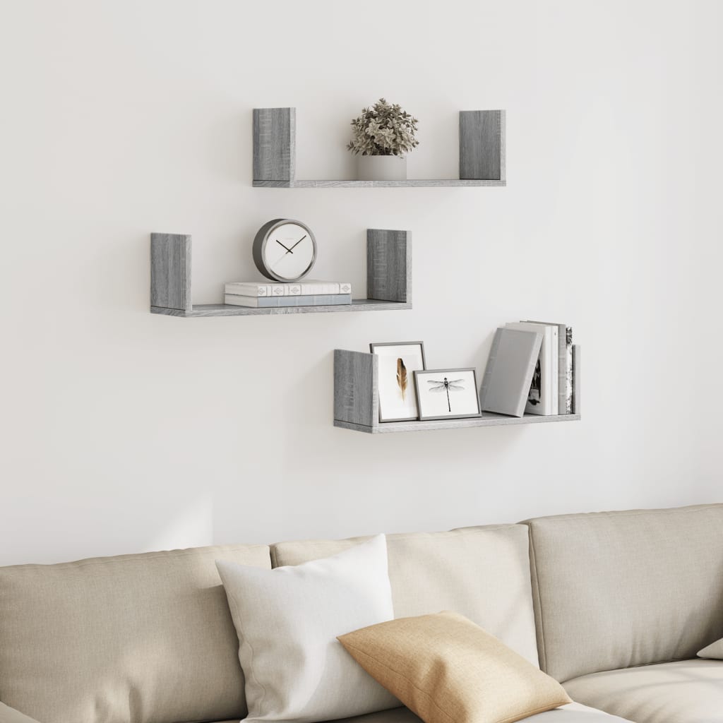 Mensole a Parete 2pz Grigio Sonoma 58x18x18 cm in Truciolato | homemem39