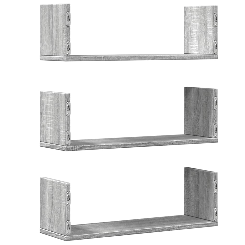 Mensole a Parete 2pz Grigio Sonoma 58x18x18 cm in Truciolato | homemem39