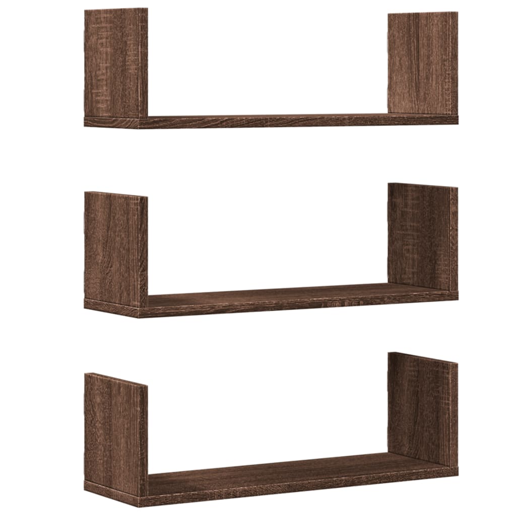 Mensole da Parete 3pz Rovere Marrone 58x18x18 cm in Truciolato | homemem39
