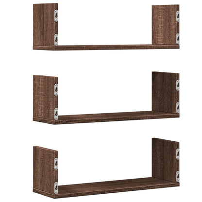 Mensole da Parete 3pz Rovere Marrone 58x18x18 cm in Truciolato | homemem39