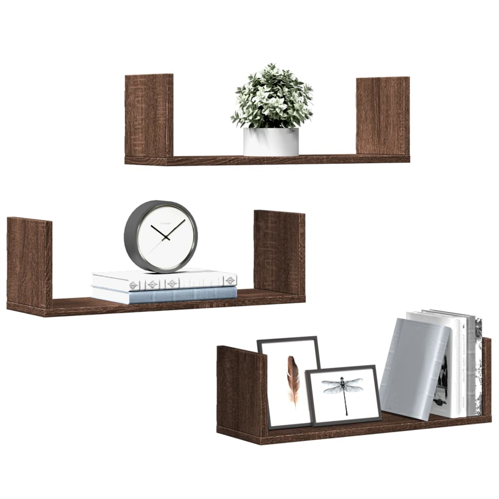 Mensole da Parete 3pz Rovere Marrone 58x18x18 cm in Truciolato | homemem39