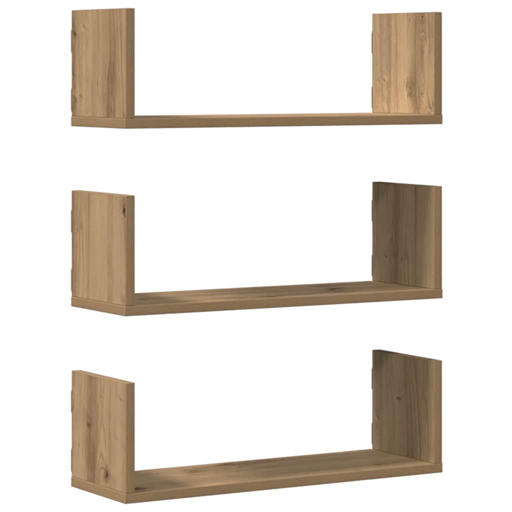 Mensole Parete 3pz Rovere Artigianale 58x18x18 cm in Truciolato | homemem39