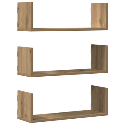 Mensole Parete 3pz Rovere Artigianale 58x18x18 cm in Truciolato | homemem39