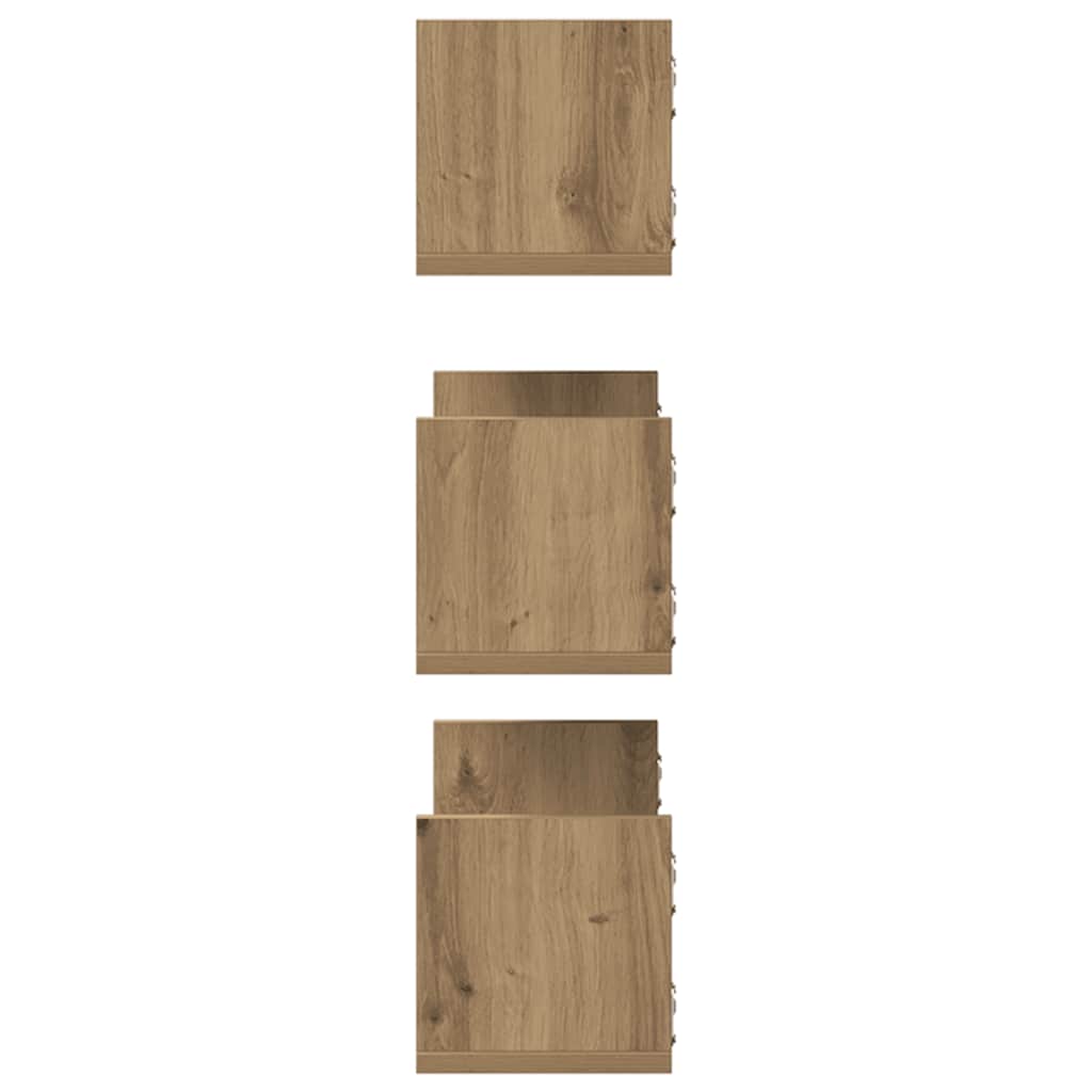 Mensole Parete 3pz Rovere Artigianale 58x18x18 cm in Truciolato | homemem39