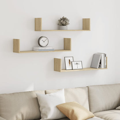Mensole a Parete 3pz Rovere Sonoma 80x18x18 cm in Truciolato | homemem39