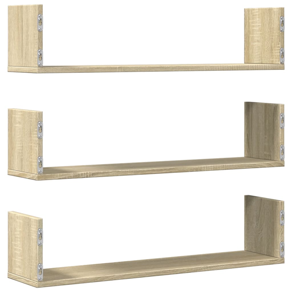 Mensole a Parete 3pz Rovere Sonoma 80x18x18 cm in Truciolato | homemem39