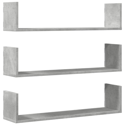 Mensole a Parete 3pz Grigio Cemento 80x18x18 cm in Truciolato | homemem39