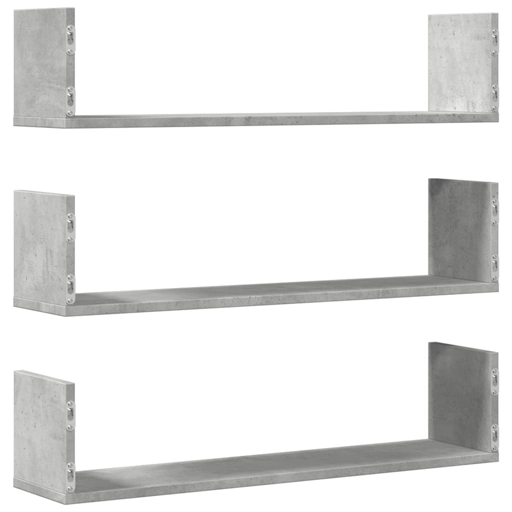 Mensole a Parete 3pz Grigio Cemento 80x18x18 cm in Truciolato | homemem39