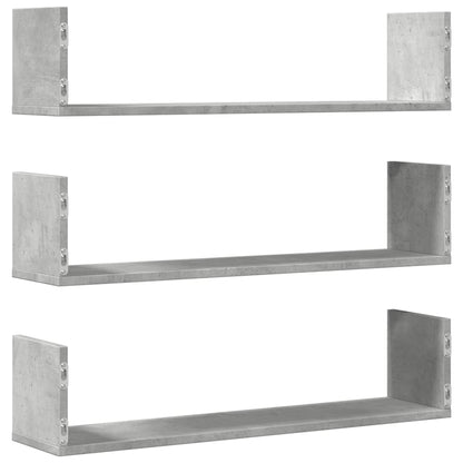 Mensole a Parete 3pz Grigio Cemento 80x18x18 cm in Truciolato | homemem39