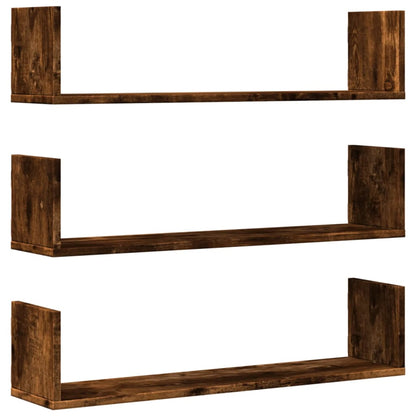 Mensole a Parete 3pz Rovere Fumo 80x18x18 cm in Truciolato | homemem39