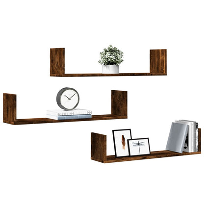 Mensole a Parete 3pz Rovere Fumo 80x18x18 cm in Truciolato | homemem39