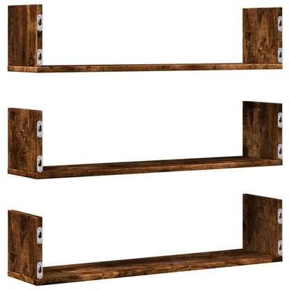 Mensole a Parete 3pz Rovere Fumo 80x18x18 cm in Truciolato | homemem39