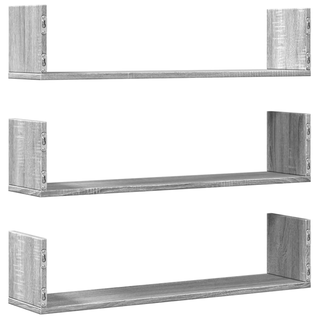 Mensole a Parete 3pz Grigio Sonoma 80x18x18 cm in Truciolato | homemem39
