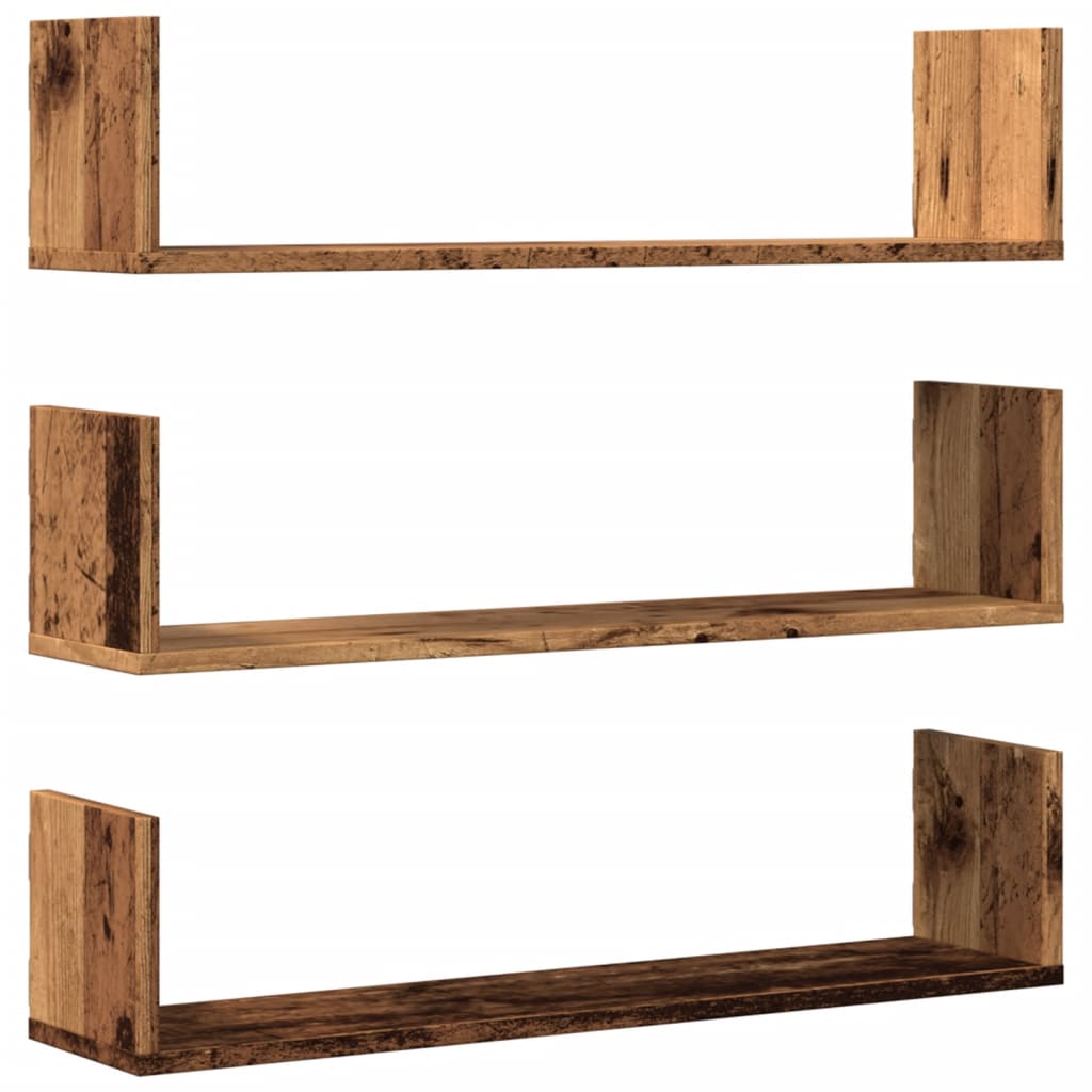 Mensole a Parete 3pz Legno Antico 80x18x18 cm in Truciolato | homemem39