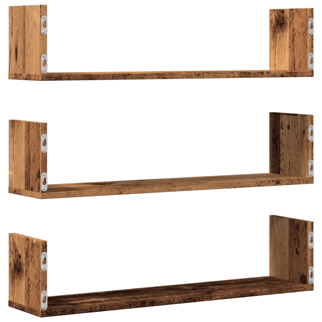 Mensole a Parete 3pz Legno Antico 80x18x18 cm in Truciolato | homemem39
