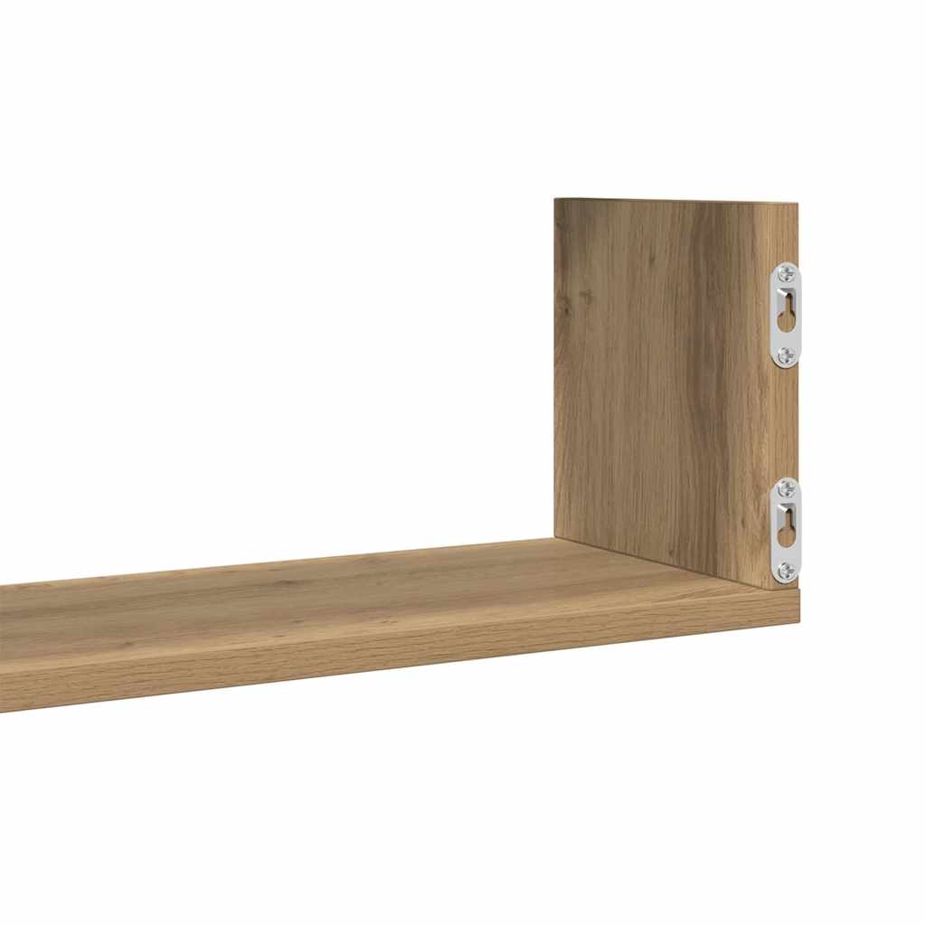 Mensole Parete 3pz Rovere Artigianale 80x18x18 cm in Truciolato | homemem39