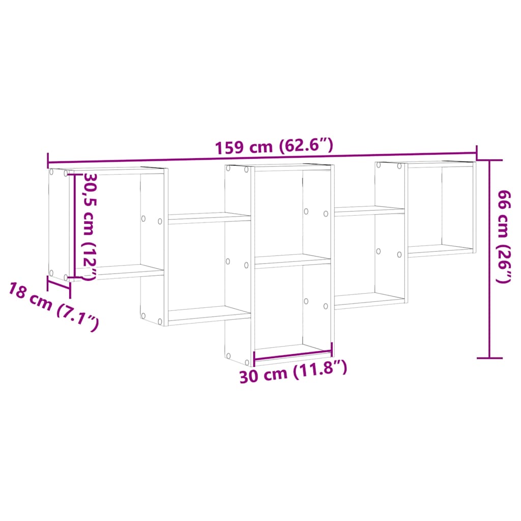 Scaffale a Parete Legno Vecchio 159x18x66 cm in Truciolato | homemem39