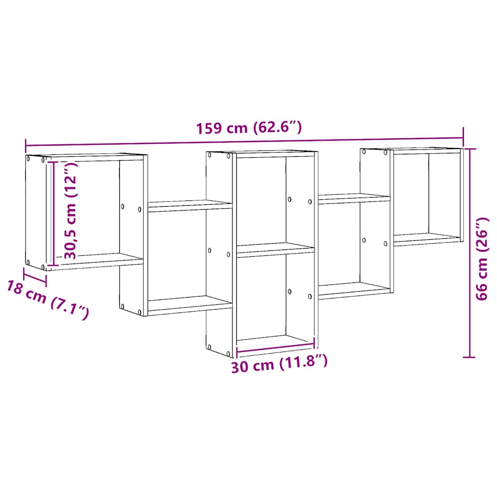 Scaffale a Parete Rovere Artigianale 159x18x66 cm in Truciolato | homemem39