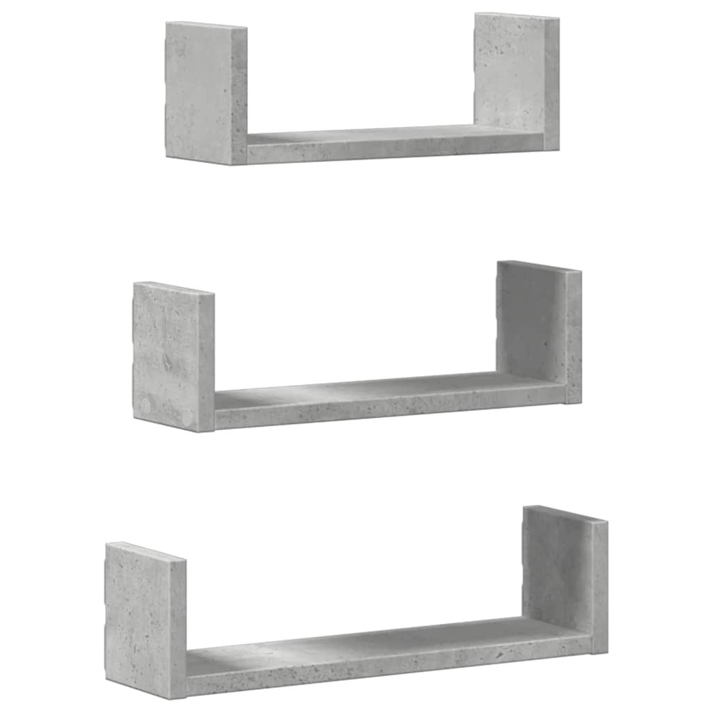 Mensole a Muro 3 pz Grigio Cemento in Truciolato | homemem39