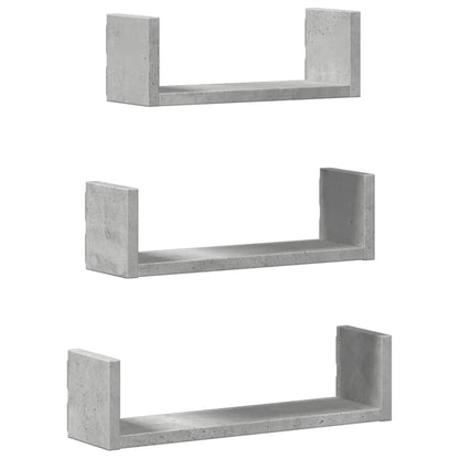 Mensole a Muro 3 pz Grigio Cemento in Truciolato | homemem39
