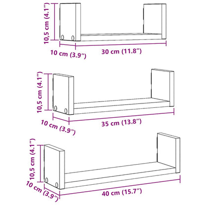 Mensole a Muro 3pz Rovere Artigianale in Truciolato | homemem39