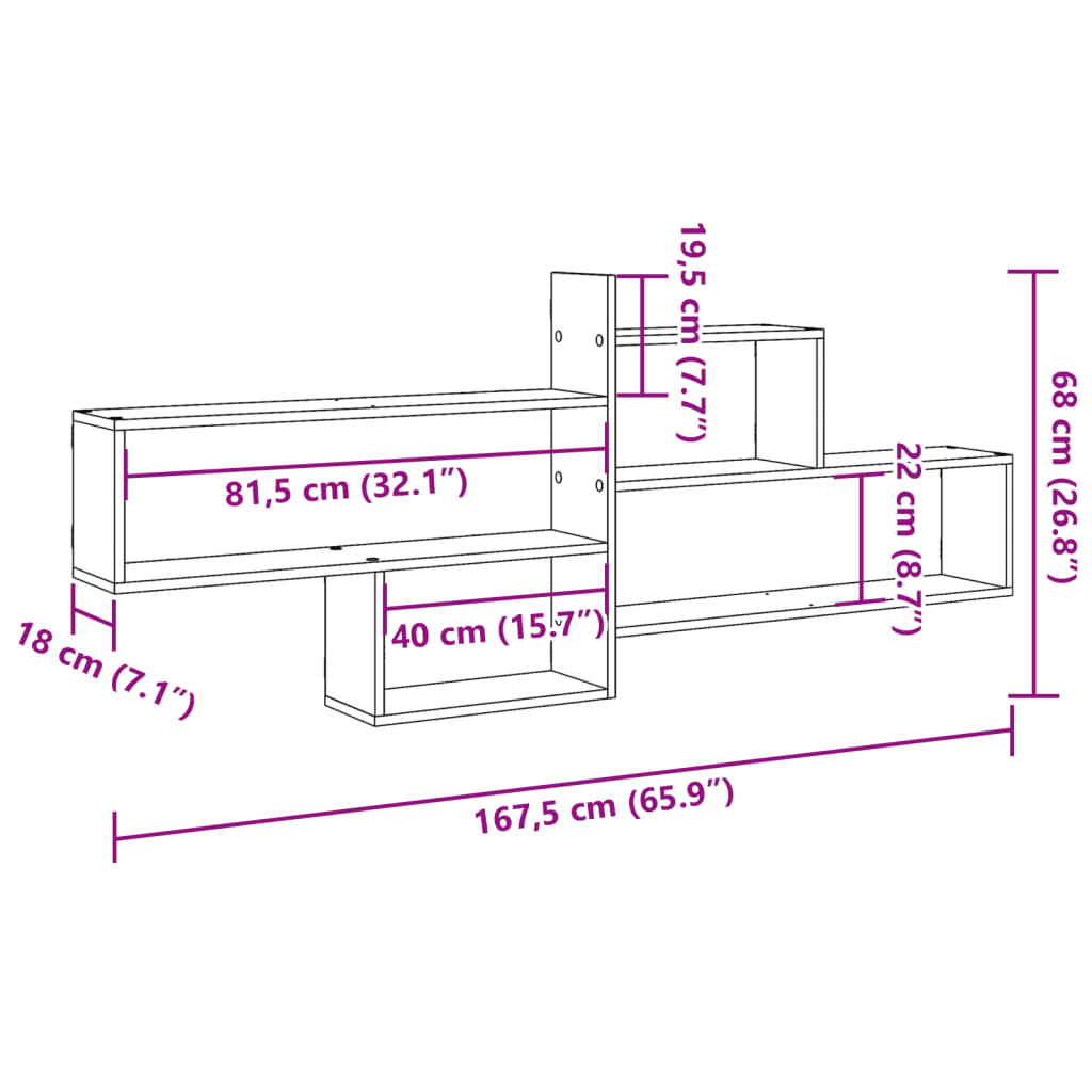 Mensola a Parete Rovere Sonoma 167,5x18x68 cm in Truciolato | homemem39