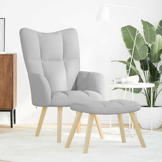 Sedia Relax con Poggiapiedi Grigio Nuvola in Tessuto - homemem39