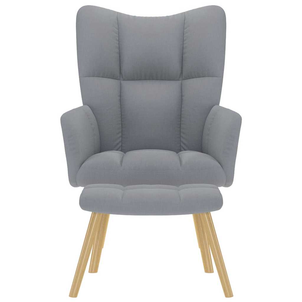 Poltrona Relax con Poggiapiedi Grigio Chiaro in Tessuto - homemem39