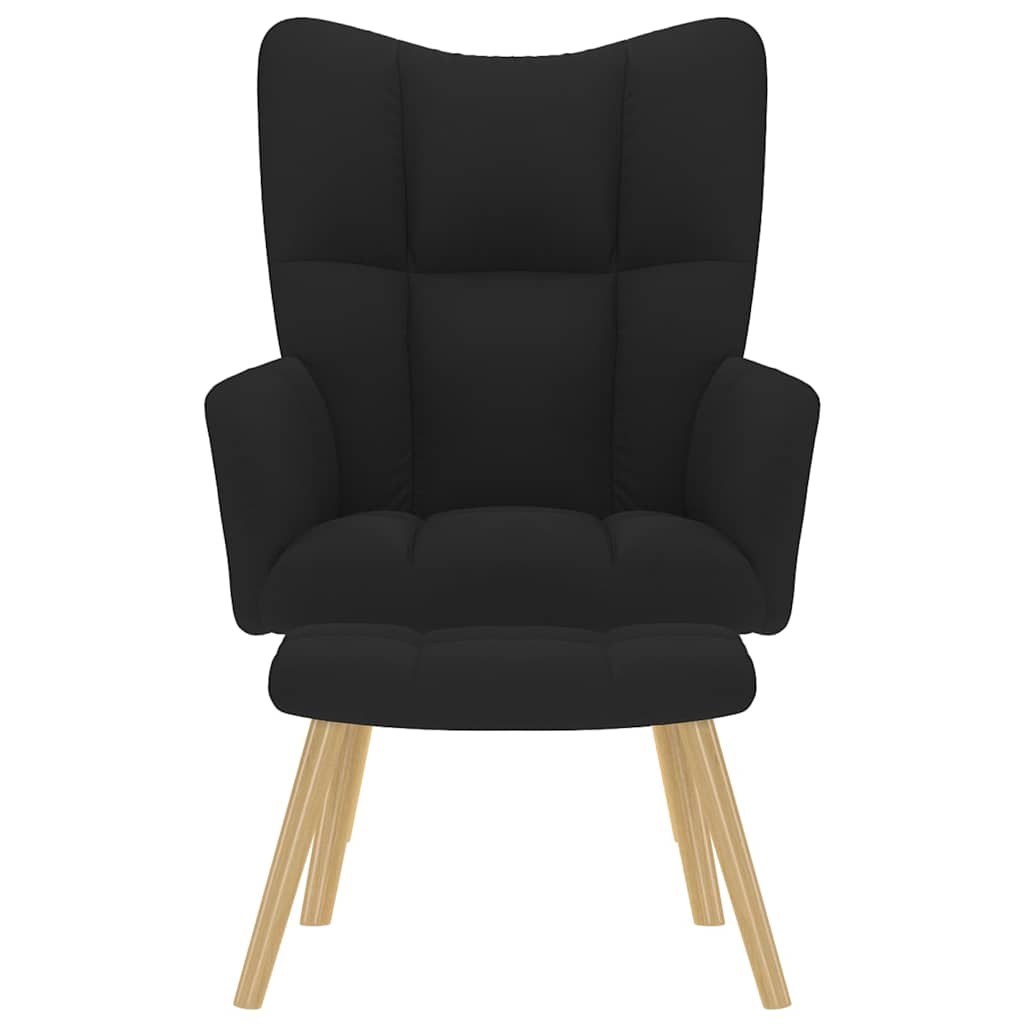 Poltrona Relax con Poggiapiedi Nera in Tessuto - homemem39