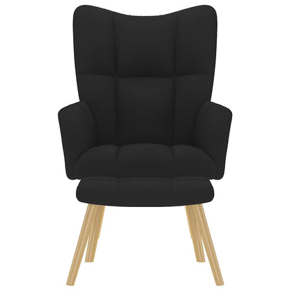 Poltrona Relax con Poggiapiedi Nera in Tessuto - homemem39