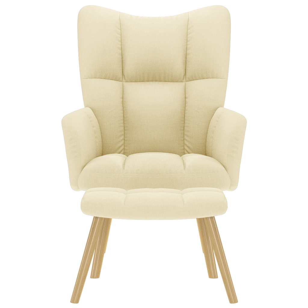 Poltrona Relax con Poggiapiedi Crema in Tessuto - homemem39