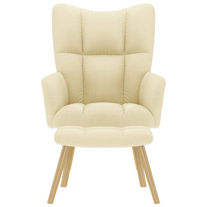 Poltrona Relax con Poggiapiedi Crema in Tessuto - homemem39