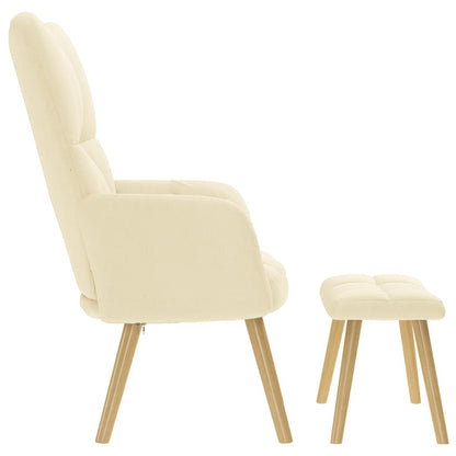 Poltrona Relax con Poggiapiedi Crema in Tessuto - homemem39