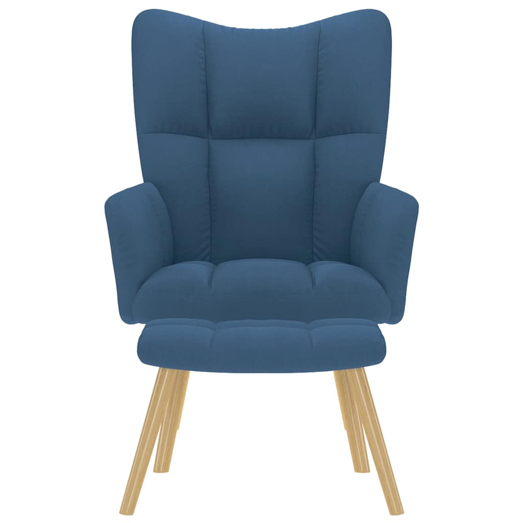 Poltrona Relax con Poggiapiedi Blu in Tessuto - homemem39