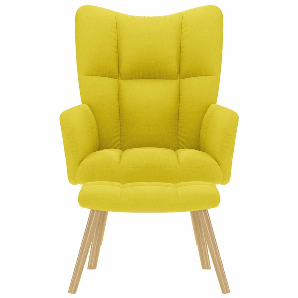Sedia Relax con Poggiapiedi Giallo Chiaro in Tessuto - homemem39