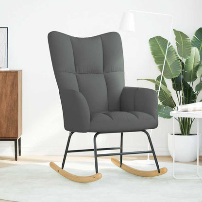 Sedia a Dondolo Grigio Scuro in Tessuto