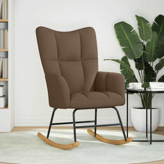 Sedia a Dondolo Marrone in Tessuto