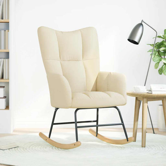 Sedia a Dondolo Crema in Tessuto