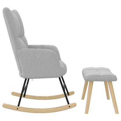 Poltrona a Dondolo con Poggiapiedi Grigio Nuvola in Tessuto