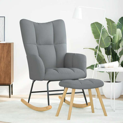 Poltrona a Dondolo con Poggiapiedi Grigio chiaro in Tessuto