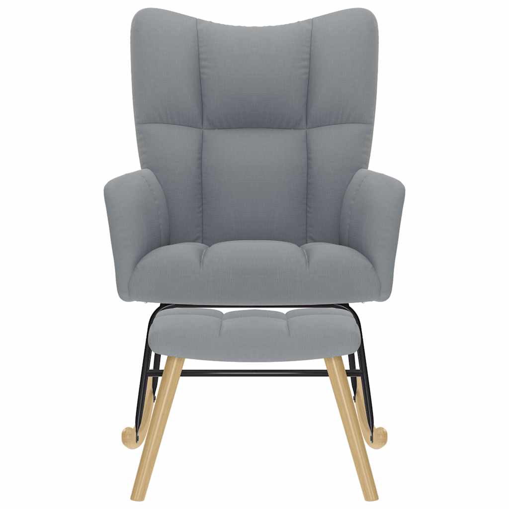 Poltrona a Dondolo con Poggiapiedi Grigio chiaro in Tessuto