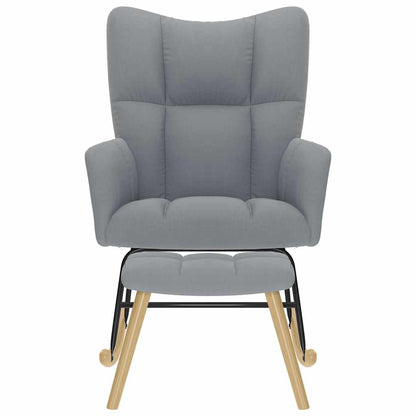 Poltrona a Dondolo con Poggiapiedi Grigio chiaro in Tessuto