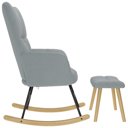 Poltrona a Dondolo con Poggiapiedi Grigio chiaro in Tessuto