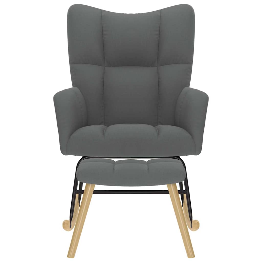 Poltrona a Dondolo con Poggiapiedi Grigio Scuro in Tessuto