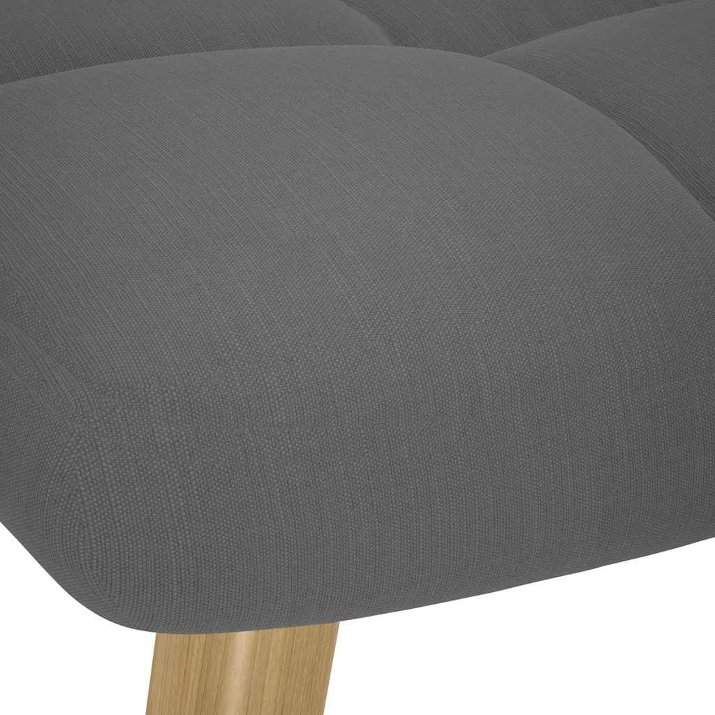 Poltrona a Dondolo con Poggiapiedi Grigio Scuro in Tessuto