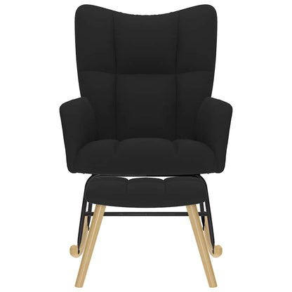 Poltrona a Dondolo con poggiapiedi Nero in Tessuto