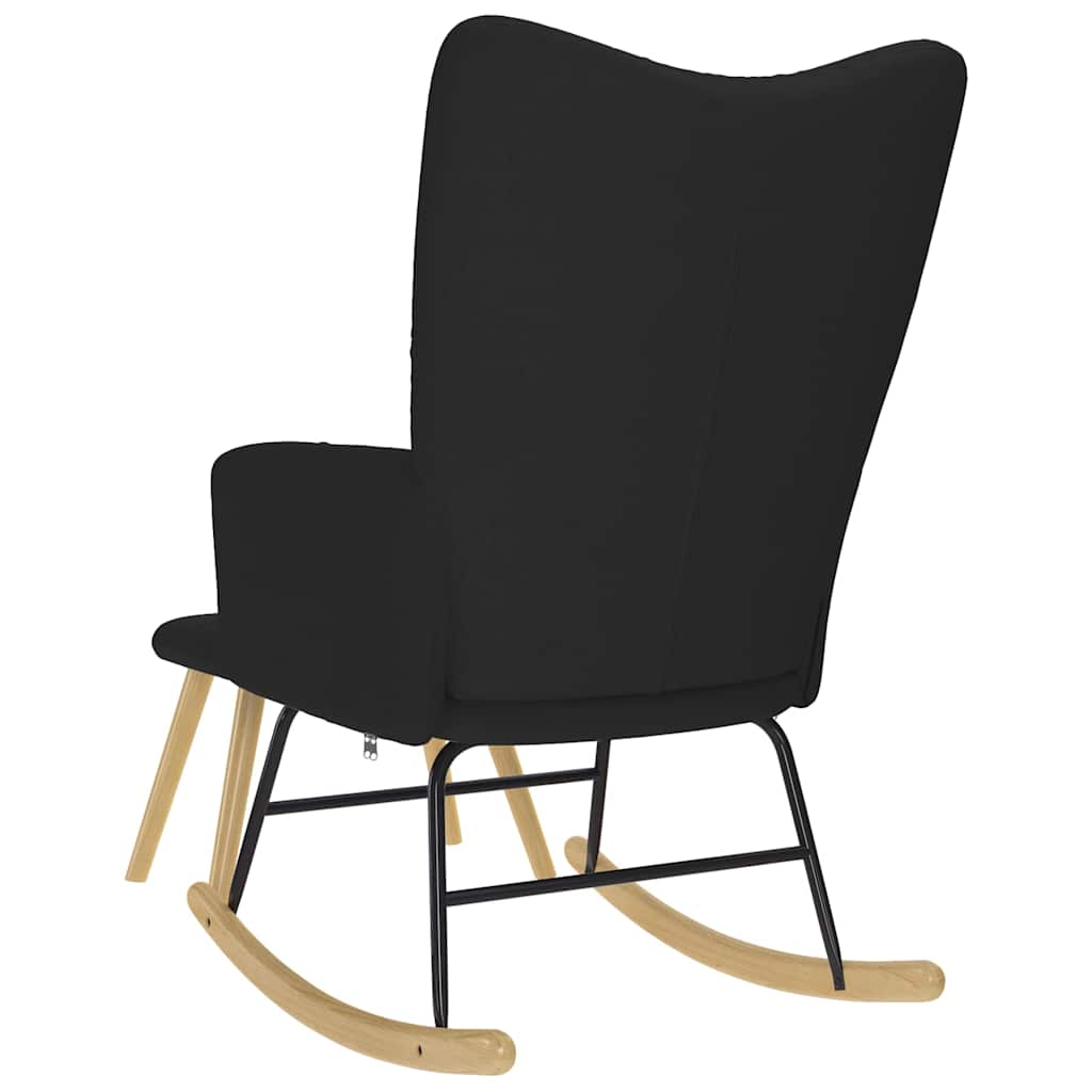 Poltrona a Dondolo con poggiapiedi Nero in Tessuto