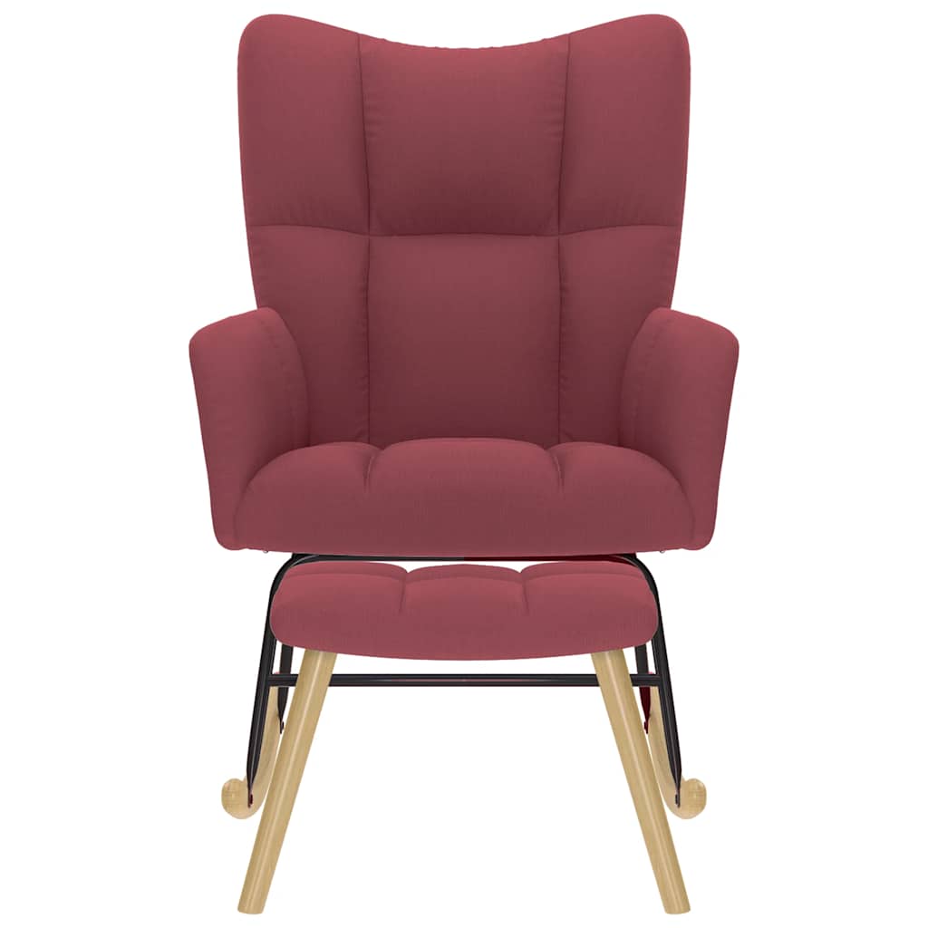 Poltrona a Dondolo con poggiapiedi Rosso vino in Tessuto