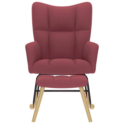 Poltrona a Dondolo con poggiapiedi Rosso vino in Tessuto